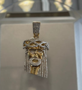 10kt Gold Diamond Jesus Pendant